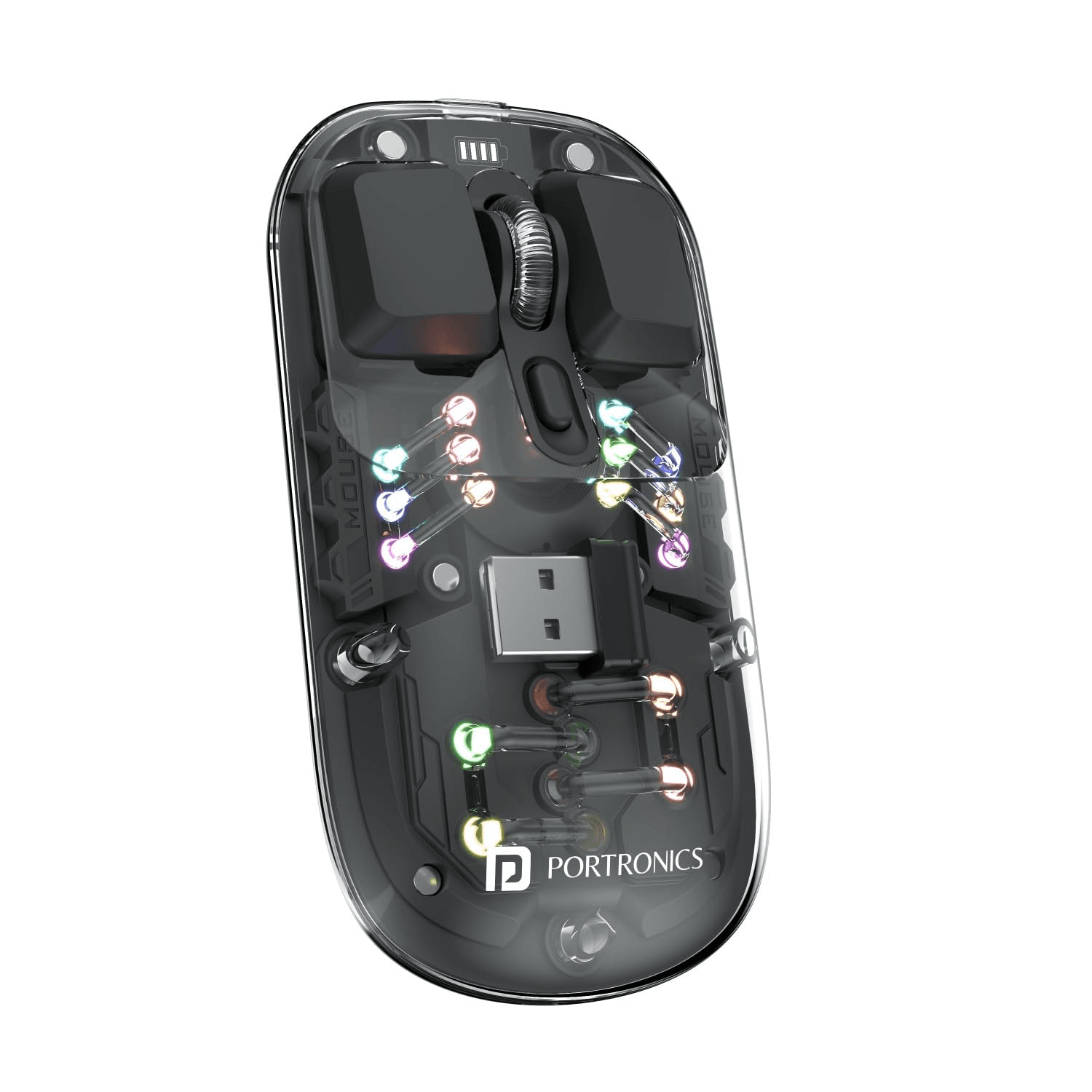 Portronics Toad 5 Transparent Bluetooth Mouse with 2.4 GHz & BT 5.3