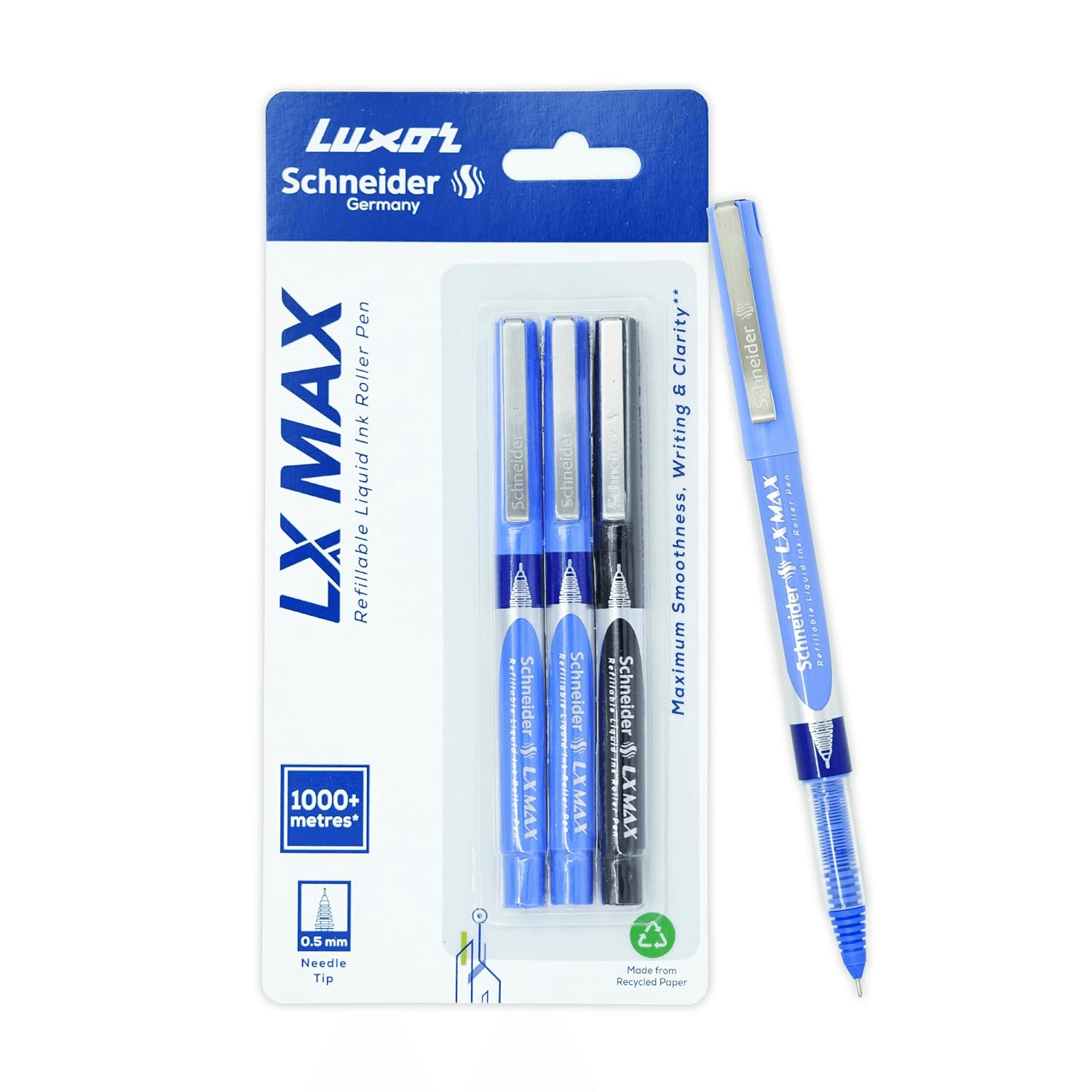 Luxor Dresz Dresz Schneider,LX MAX Roller Ball Pen,Pack Of 3