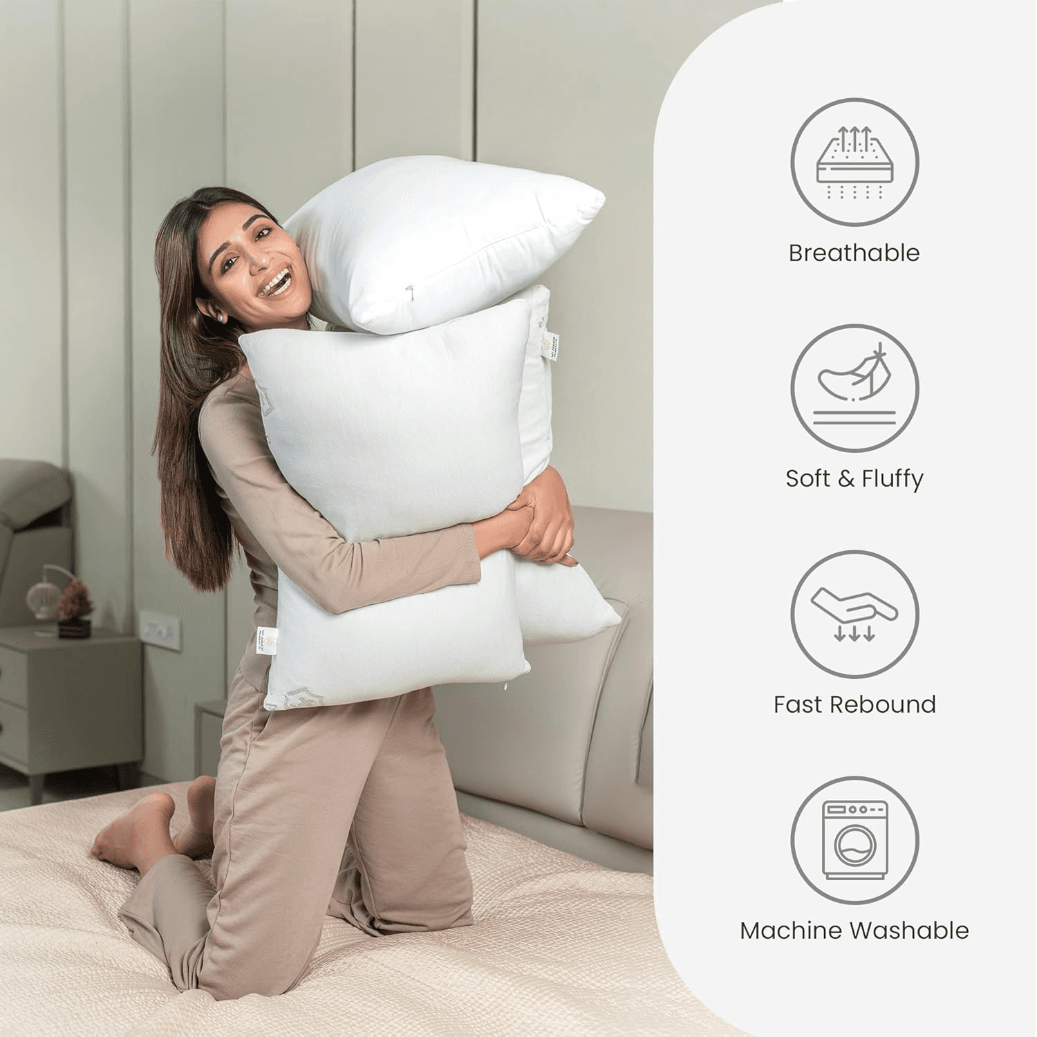 MY ARMOR Height Adjustable Microfiber Pillows Set of 4
