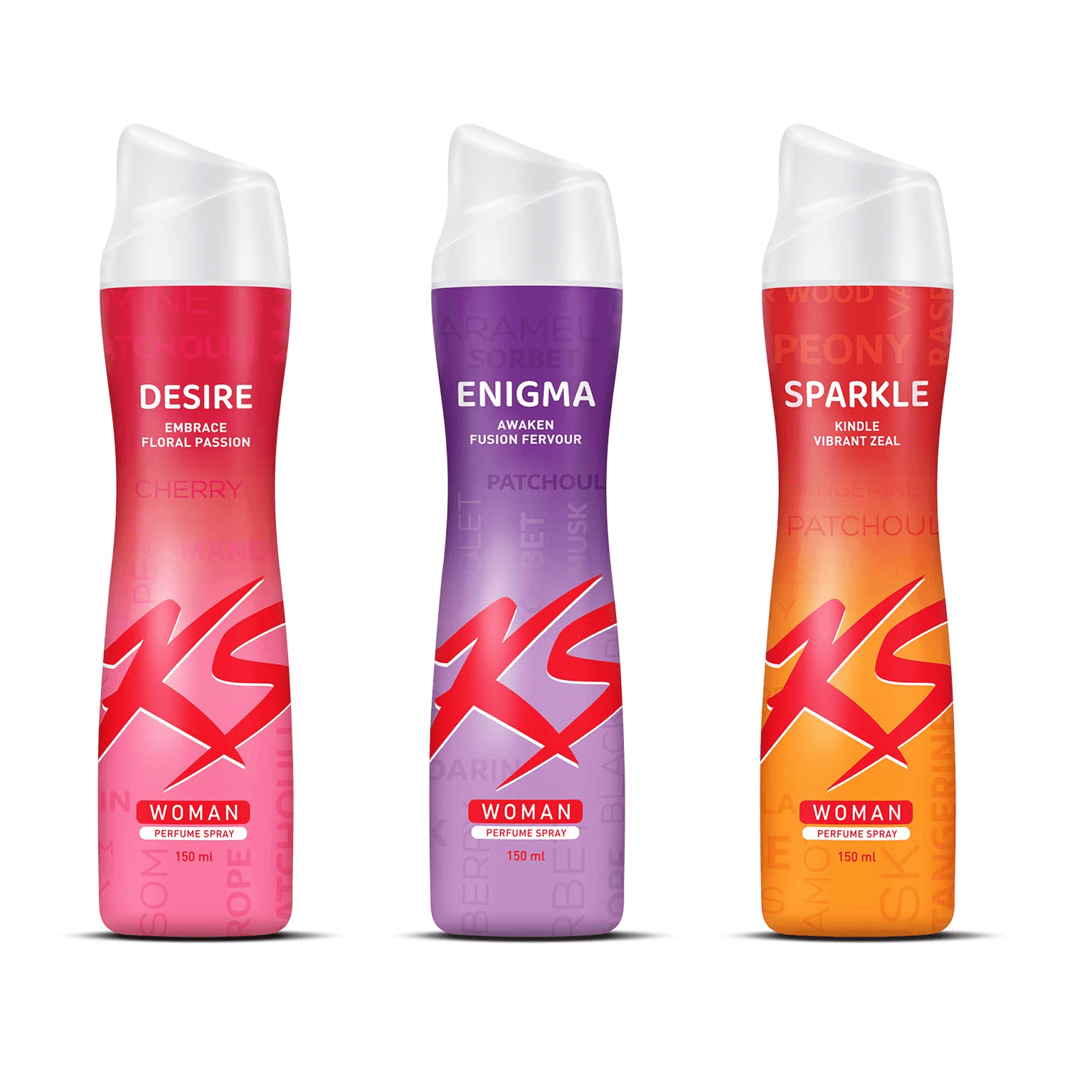 KS Woman Desire, Enigma and Sparkle Deodorant Spray - For Women Pack of 3